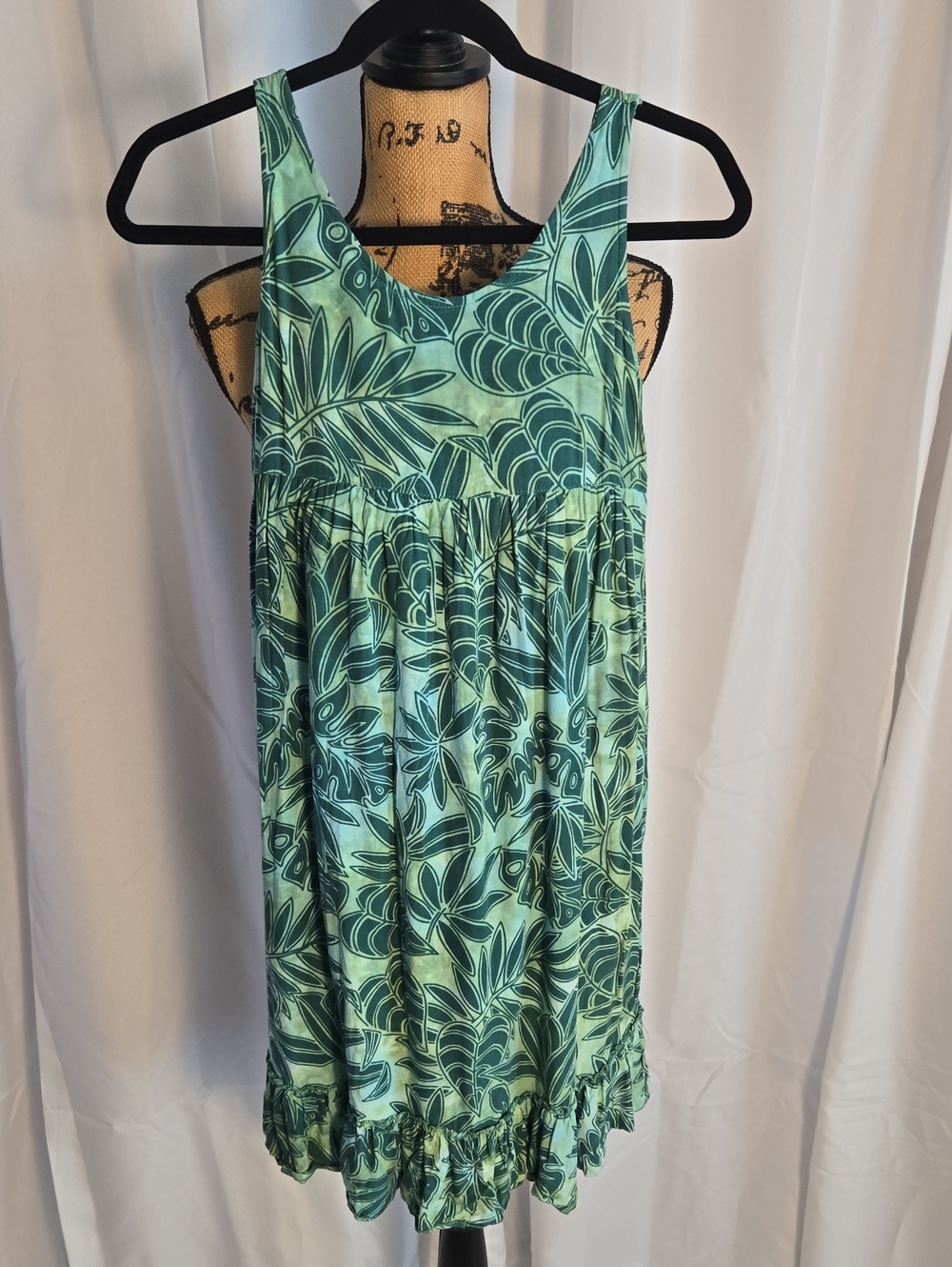 BLUE GINGER Girls Sleeveless Tropical Print Sundress - Mint & Teal